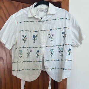 Casey & Max Floral Embroidered Cottagecore Grandma Vintage Top L